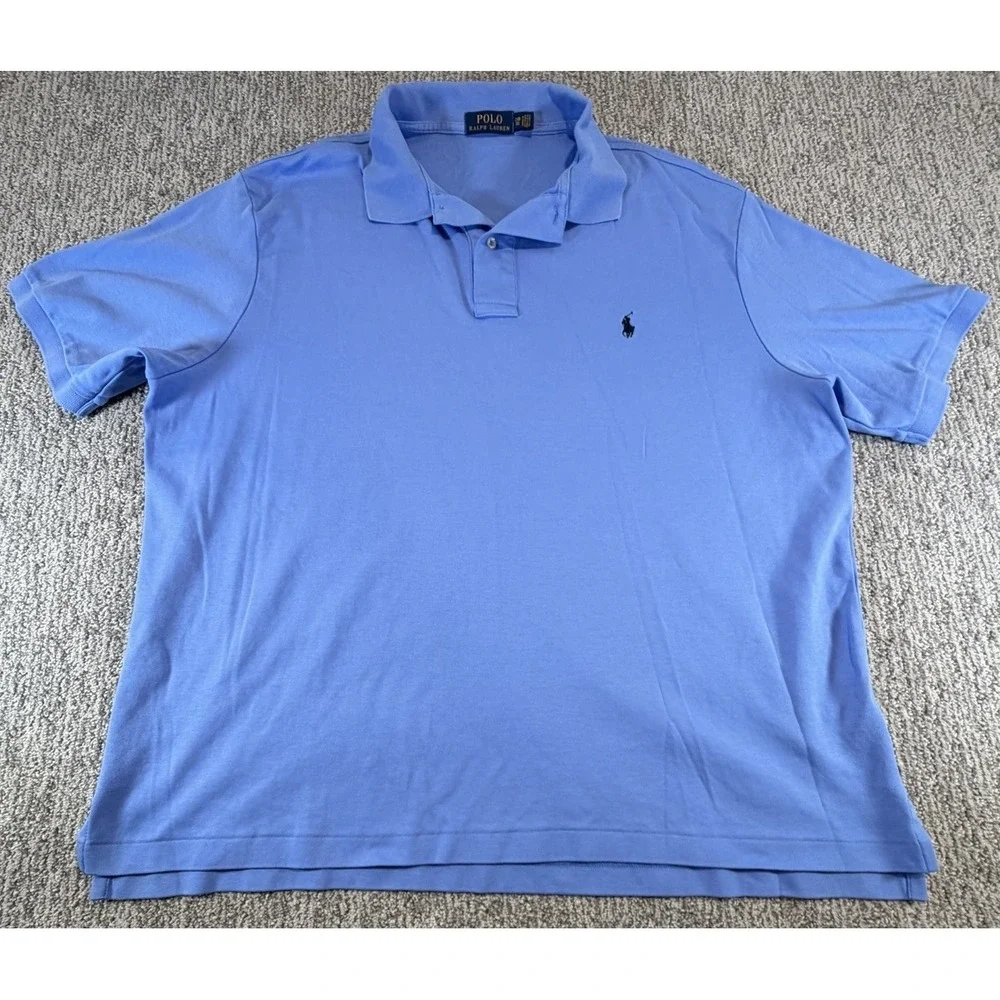 Polo Ralph Lauren Mens 2XB Big Blue Polo‎ Shirt 100% Cotton Pony Preppy